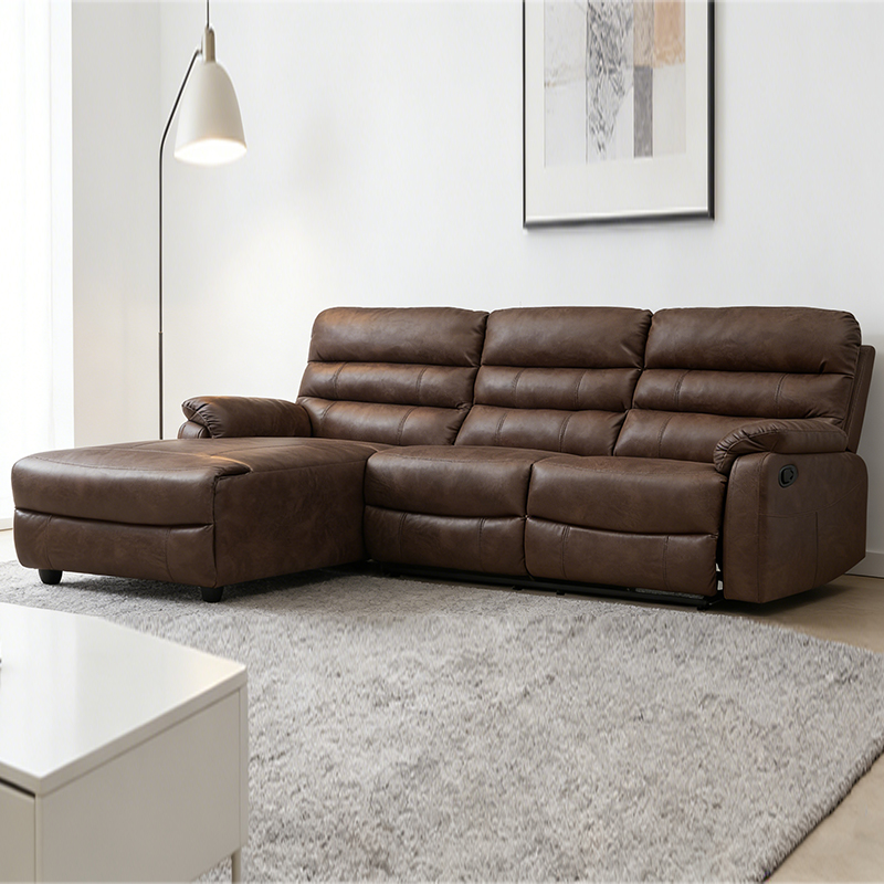 Wygodna, trzyosobowa modułowa sofa modułowa w kształcie litery L z otomaną