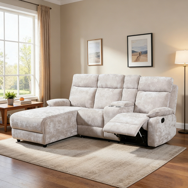 Sofa segmentowa Chenille z otomaną