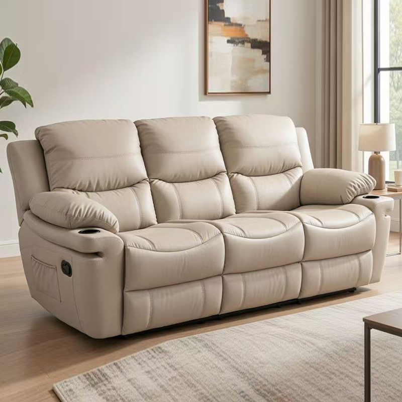 Skórzana rozkładana sofa 3-osobowa o przekątnej 85,4 cala z wyściełanymi podłokietnikami